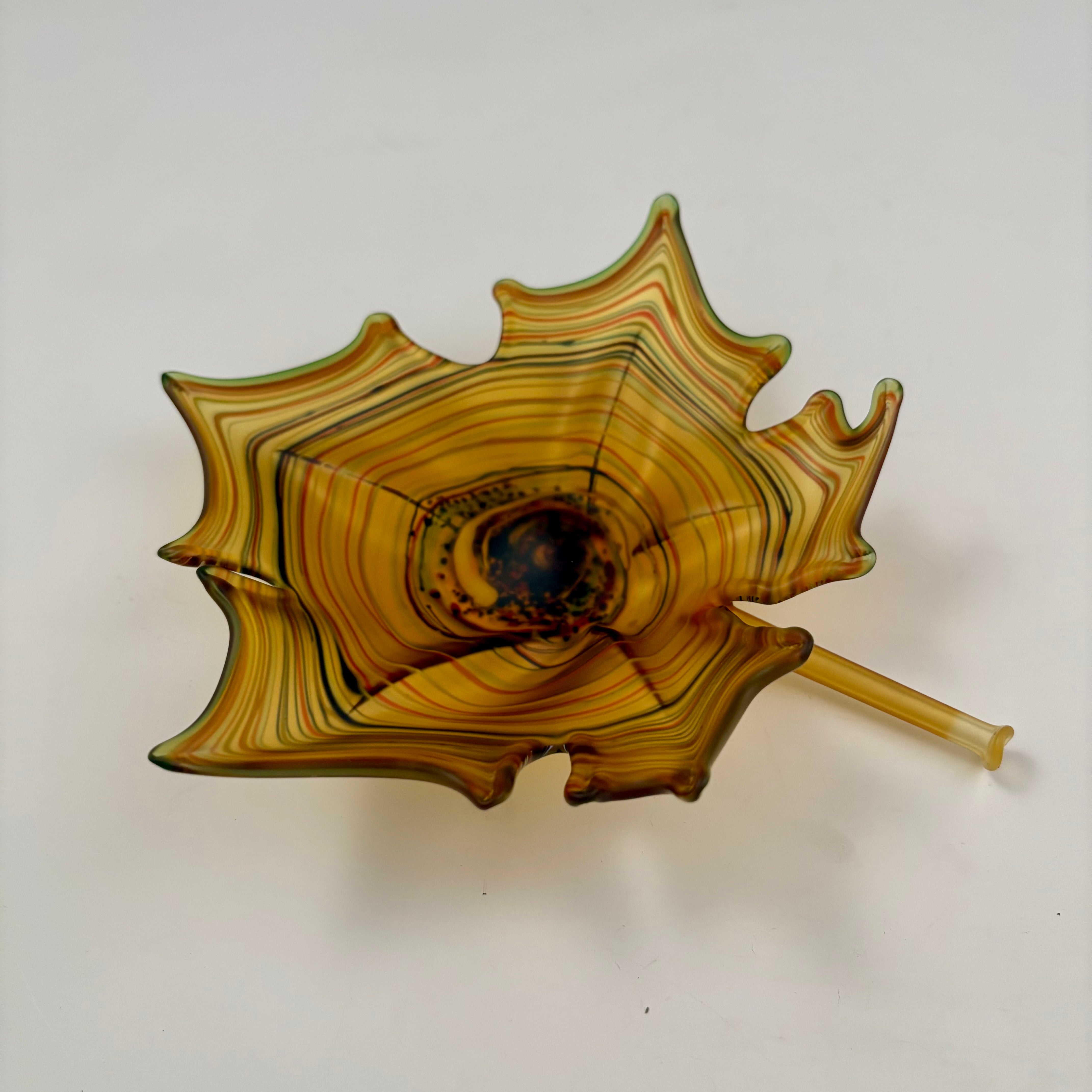 Yellow Blown and Sculpted Glass Leaf 2524