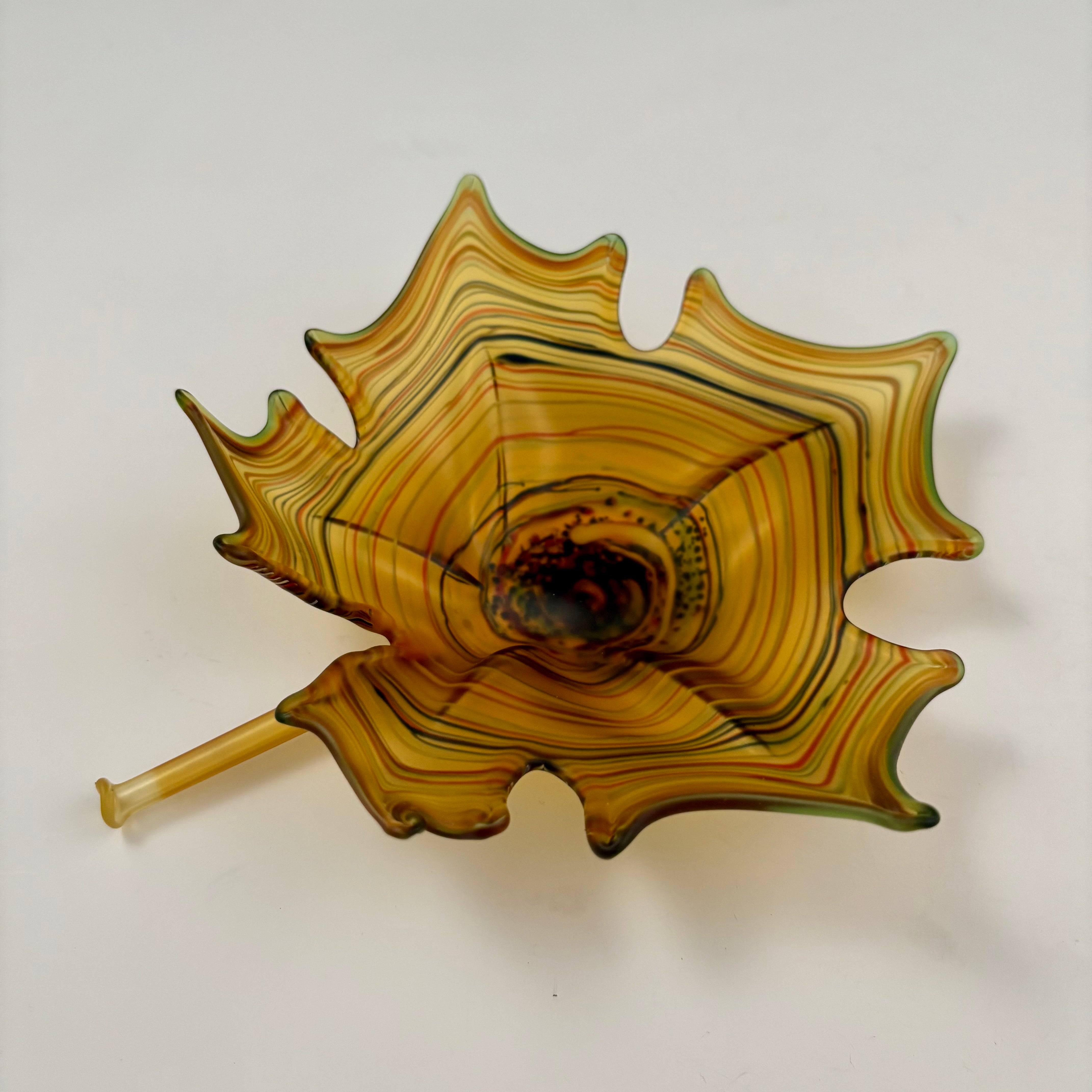 Yellow Blown and Sculpted Glass Leaf 2524