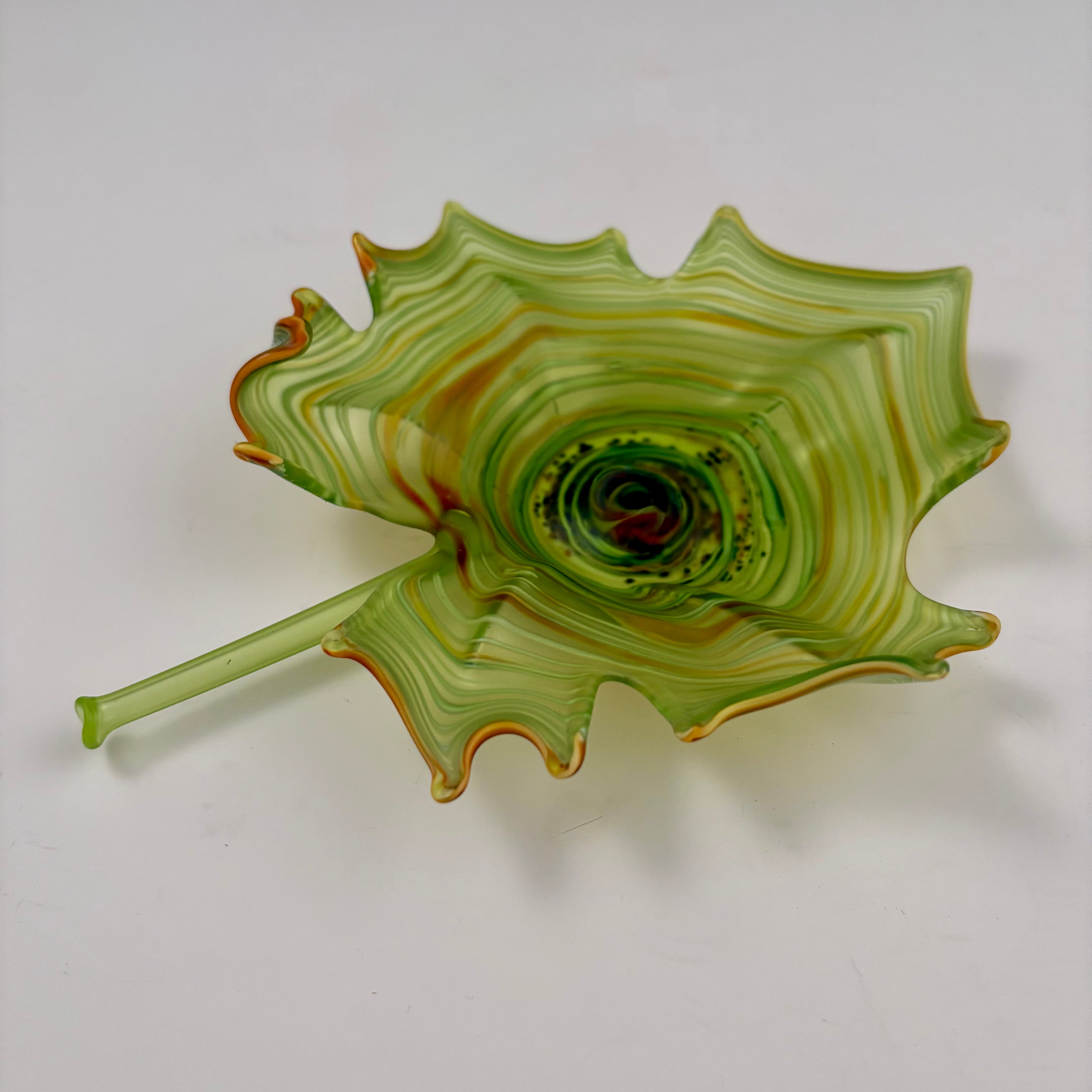 Lime Green Blown and Sculpted Glass Leaf 2520