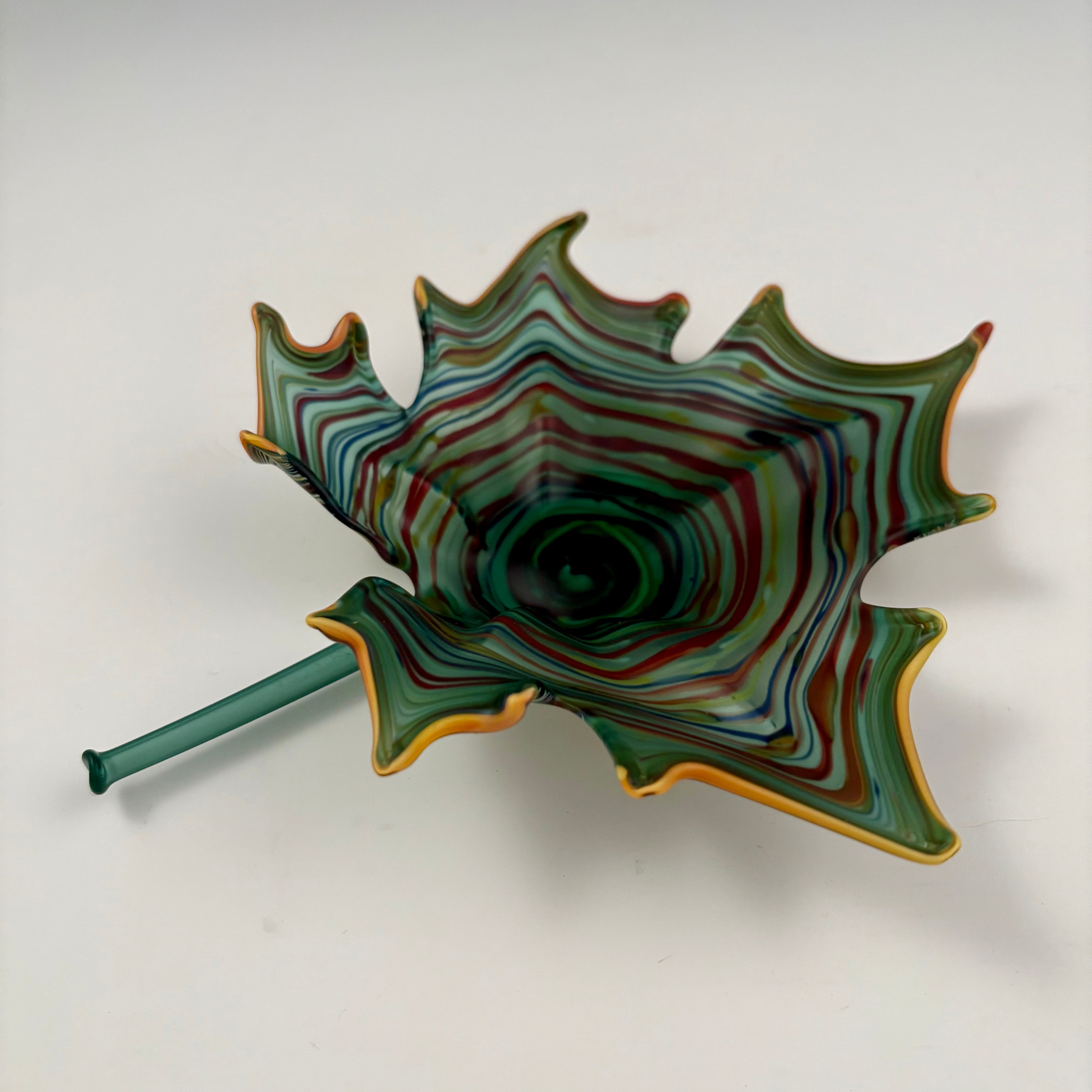 Lake Green Blown and Sculpted Glass Leaf 2521