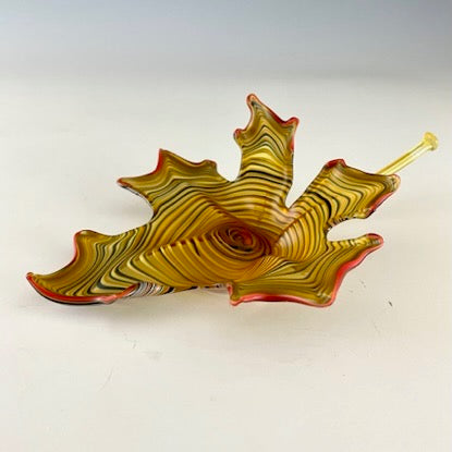 Small Yellow Blown and Sculpted Glass Leaf 2302