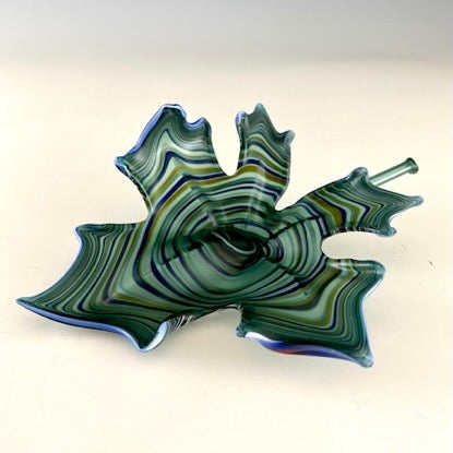 Small Green Blown and Sculpted Glass Leaf 2303