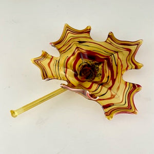 Small Yellow Blown and Sculpted Glass Leaf 2304