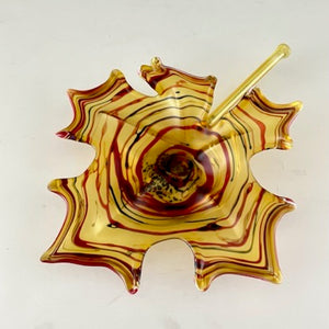 Small Yellow Blown and Sculpted Glass Leaf 2304